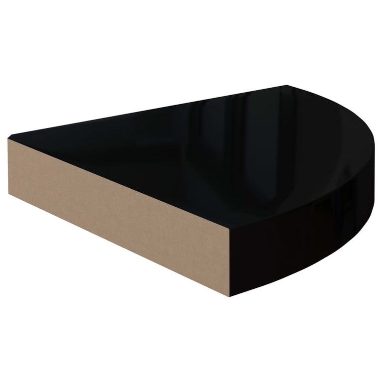 Hoekschap zwevend 25x25x3,8 cm MDF hoogglans zwart MeubelReus