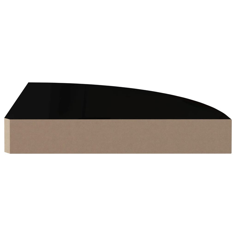 Hoekschap zwevend 25x25x3,8 cm MDF hoogglans zwart MeubelReus