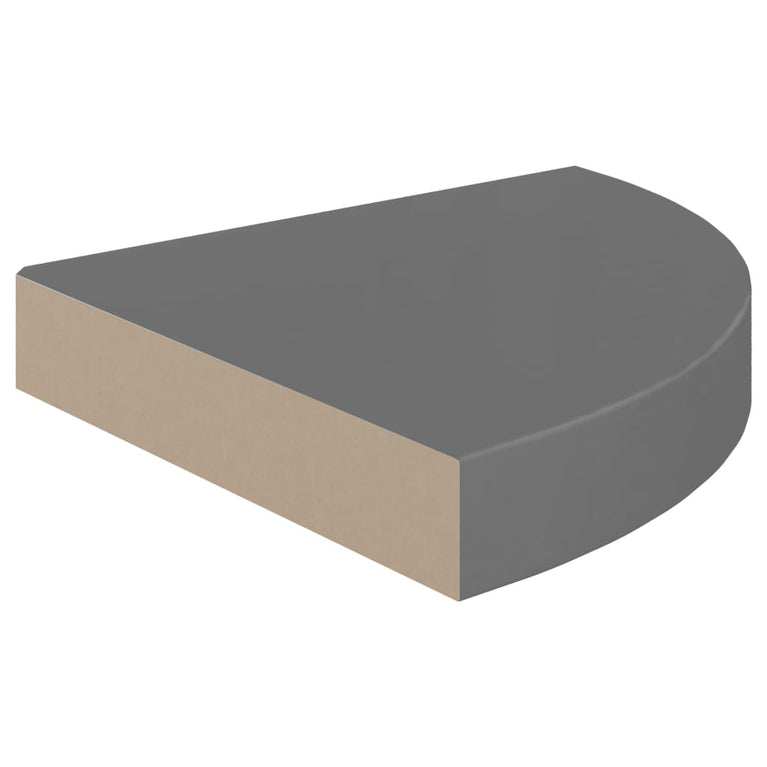 Hoekschap zwevend 25x25x3,8 cm MDF hoogglans grijs MeubelReus