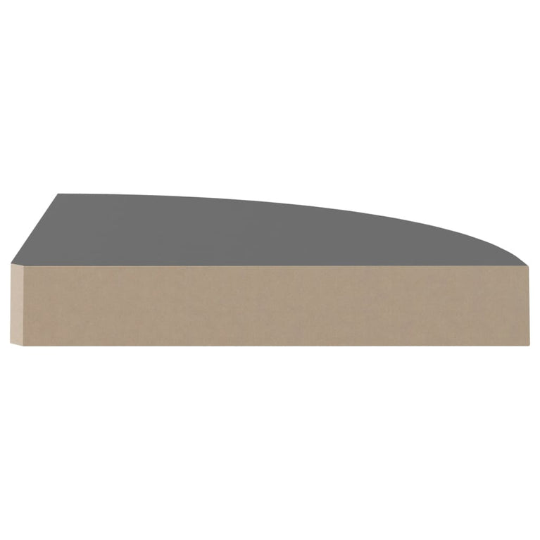 Hoekschap zwevend 25x25x3,8 cm MDF hoogglans grijs MeubelReus