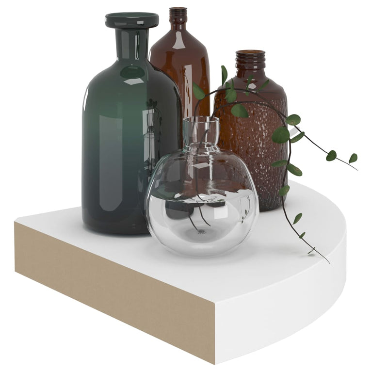 Hoekschappen zwevend 2 st 25x25x3,8 cm MDF wit MeubelReus