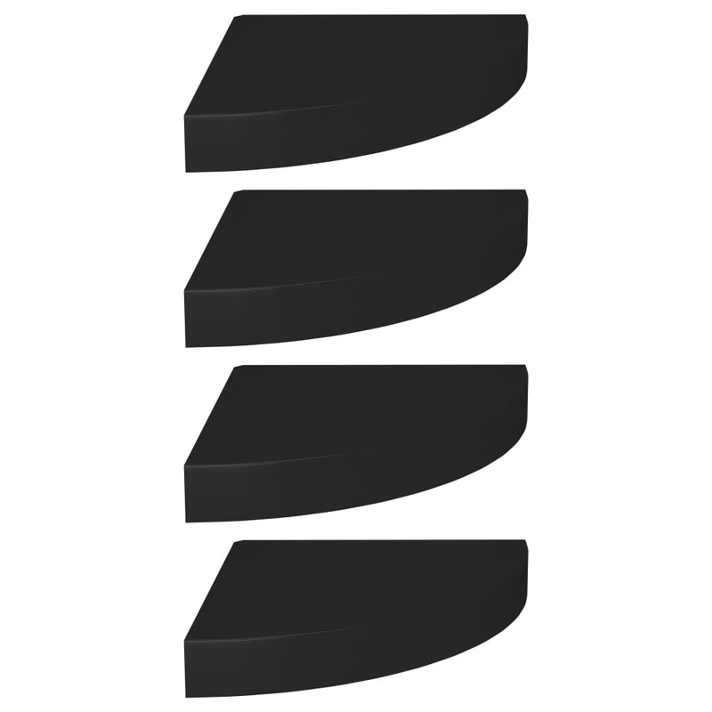 Hoekschappen zwevend 4 st 25x25x3,8 cm MDF zwart MeubelReus