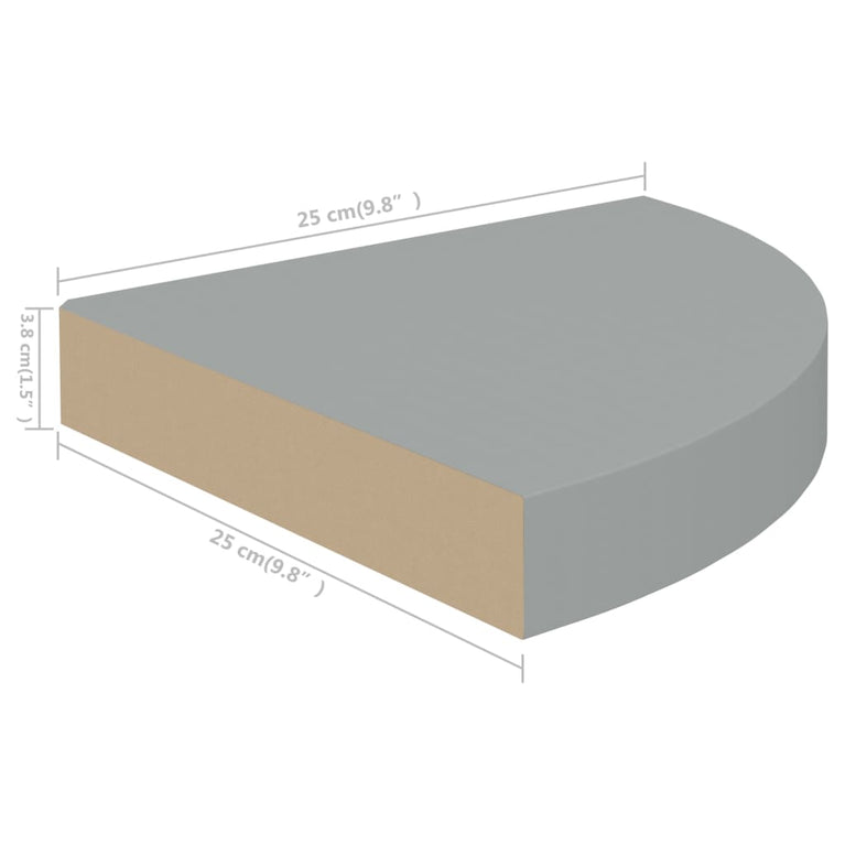 Hoekschap zwevend 25x25x3,8 cm MDF grijs MeubelReus