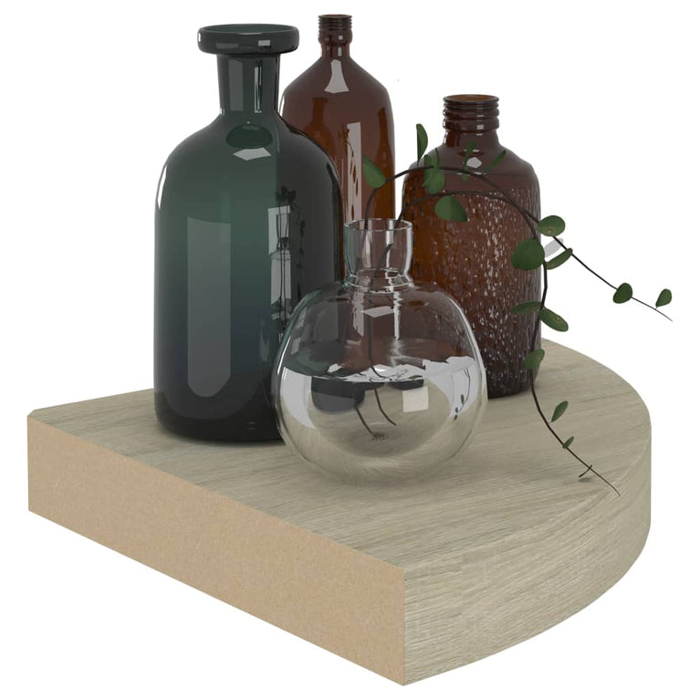 Hoekschappen zwevend 4 st 25x25x3,8 cm MDF eikenkleurig MeubelReus