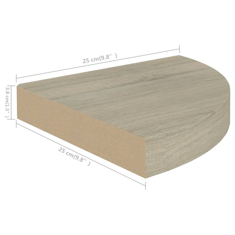 Hoekschappen zwevend 4 st 25x25x3,8 cm MDF eikenkleurig MeubelReus