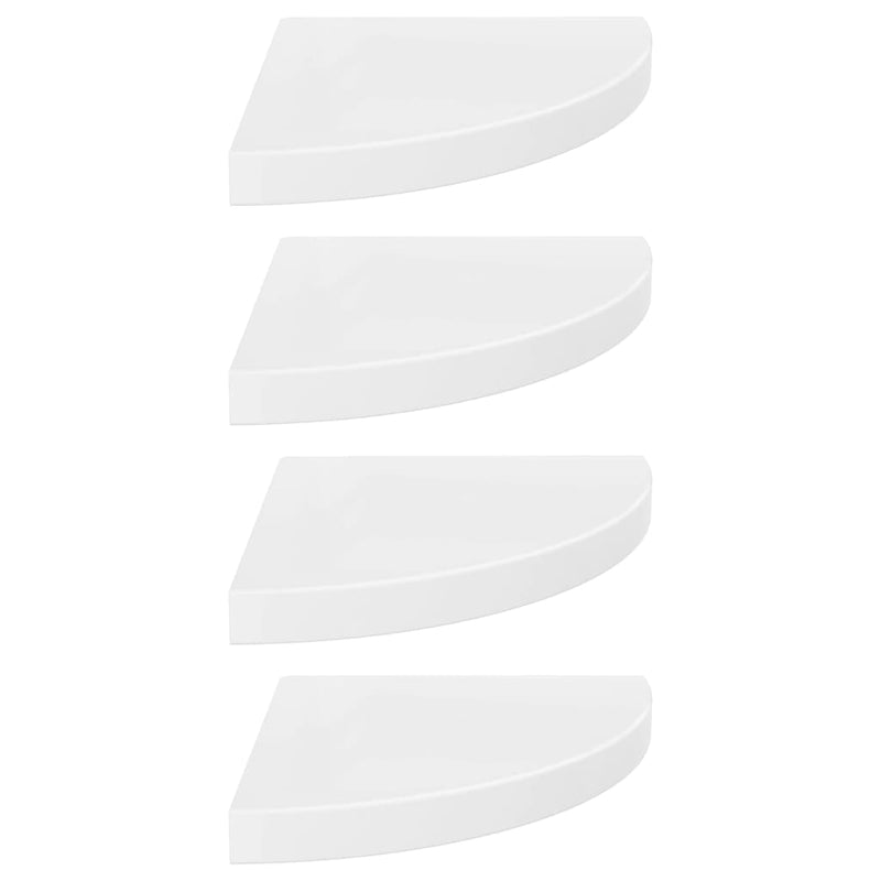 Hoekschappen zwevend 4 st 35x35x3,8 cm MDF hoogglans wit MeubelReus