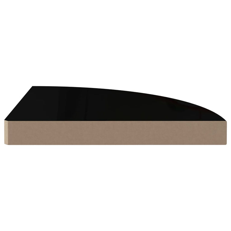 Hoekschappen zwevend 4 st 35x35x3,8 cm MDF hoogglans zwart MeubelReus