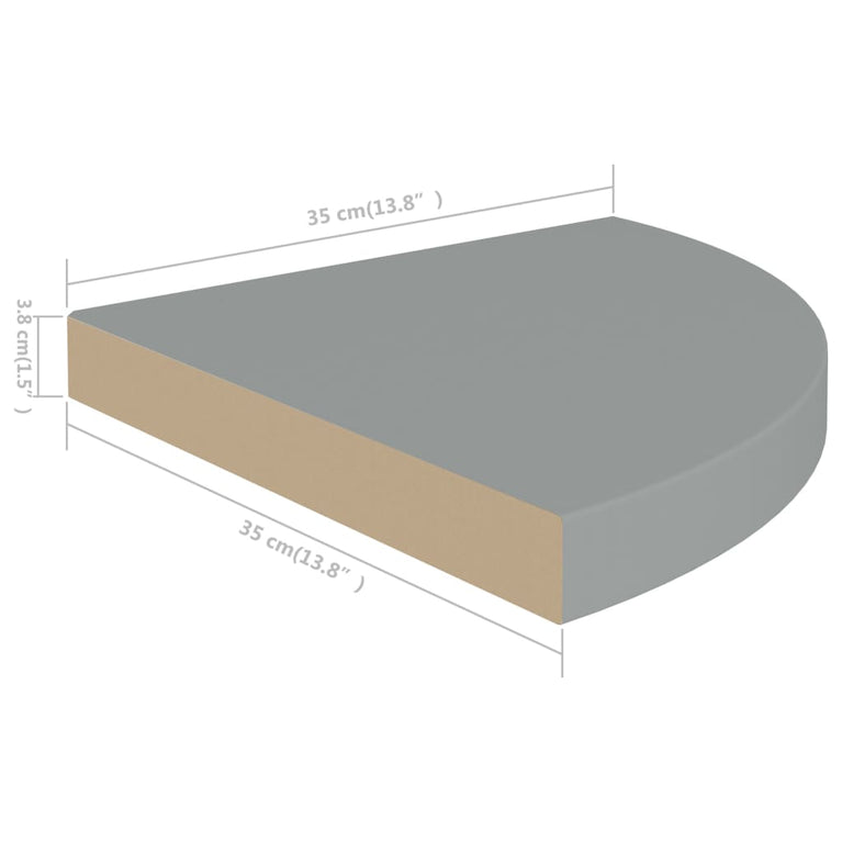 Hoekschap zwevend 35x35x3,8 cm MDF grijs MeubelReus