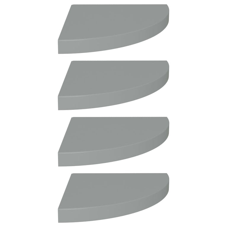 Hoekschappen zwevend 4 st 35x35x3,8 cm MDF grijs MeubelReus