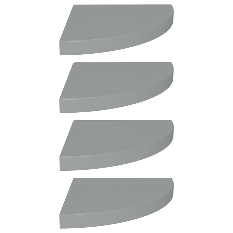 Hoekschappen zwevend 4 st 35x35x3,8 cm MDF grijs MeubelReus