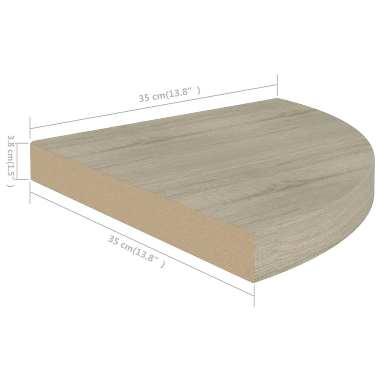 Hoekschap zwevend 35x35x3,8 cm MDF eikenkleurig MeubelReus