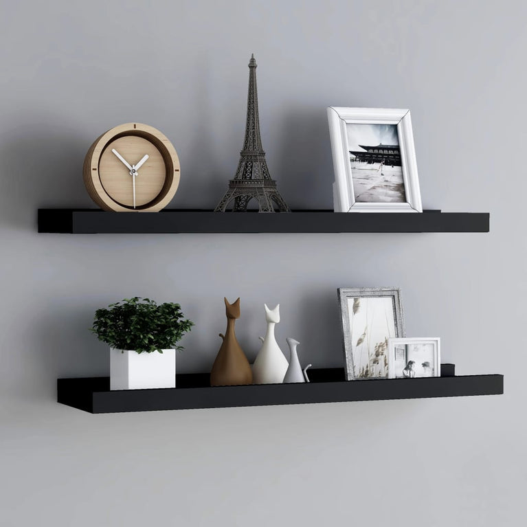 Fotoplanken 2 st 80x9x3 cm MDF zwart MeubelReus
