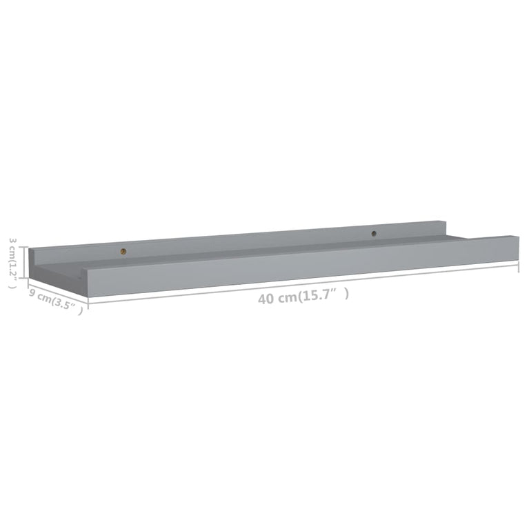 Fotoplanken 2 st 40x9x3 cm MDF grijs
