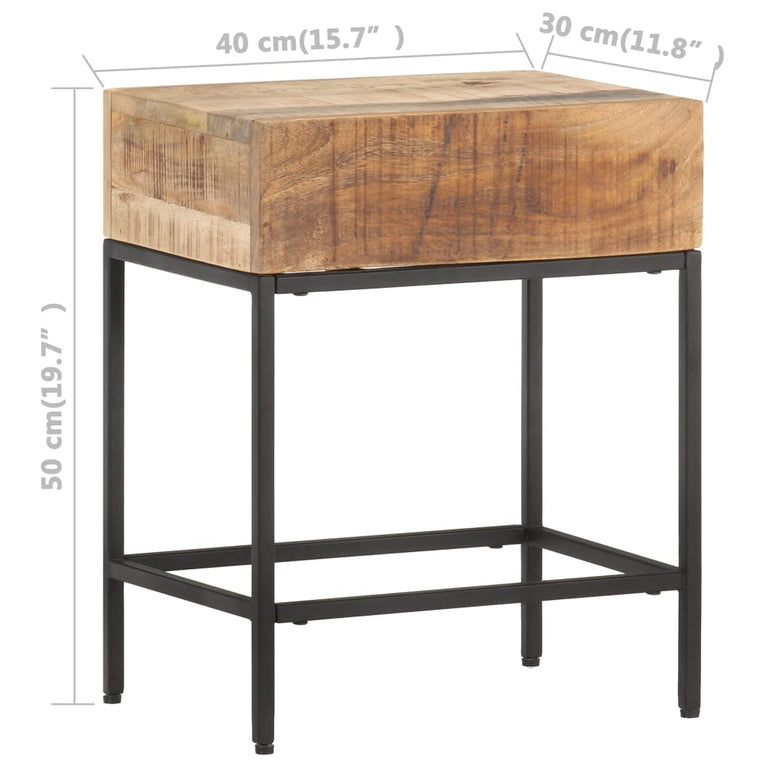 Bijzettafel 40x30x50 cm massief ruw mangohout MeubelReus