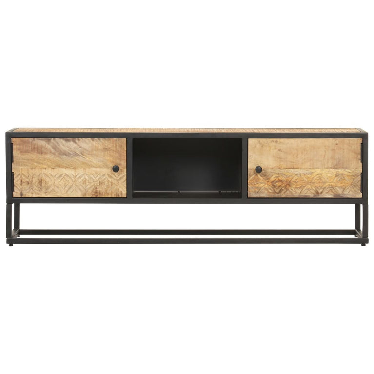 Tv-meubel met bewerkte deur 130x30x40 cm ruw mangohout MeubelReus