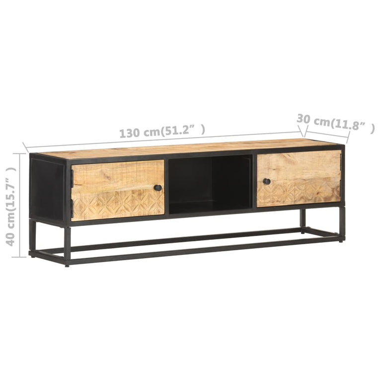 Tv-meubel met bewerkte deur 130x30x40 cm ruw mangohout MeubelReus
