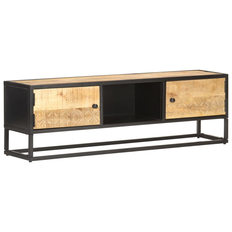 Tv-meubel met bewerkte deur 130x30x40 cm ruw mangohout MeubelReus