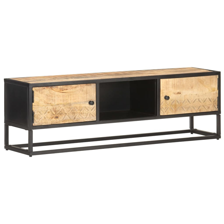 Tv-meubel met bewerkte deur 130x30x40 cm ruw mangohout MeubelReus