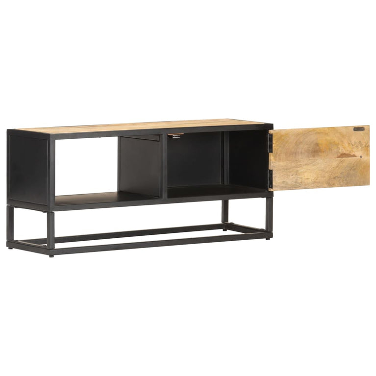 Tv-meubel met bewerkte deur 90x30x40 cm ruw mangohout MeubelReus