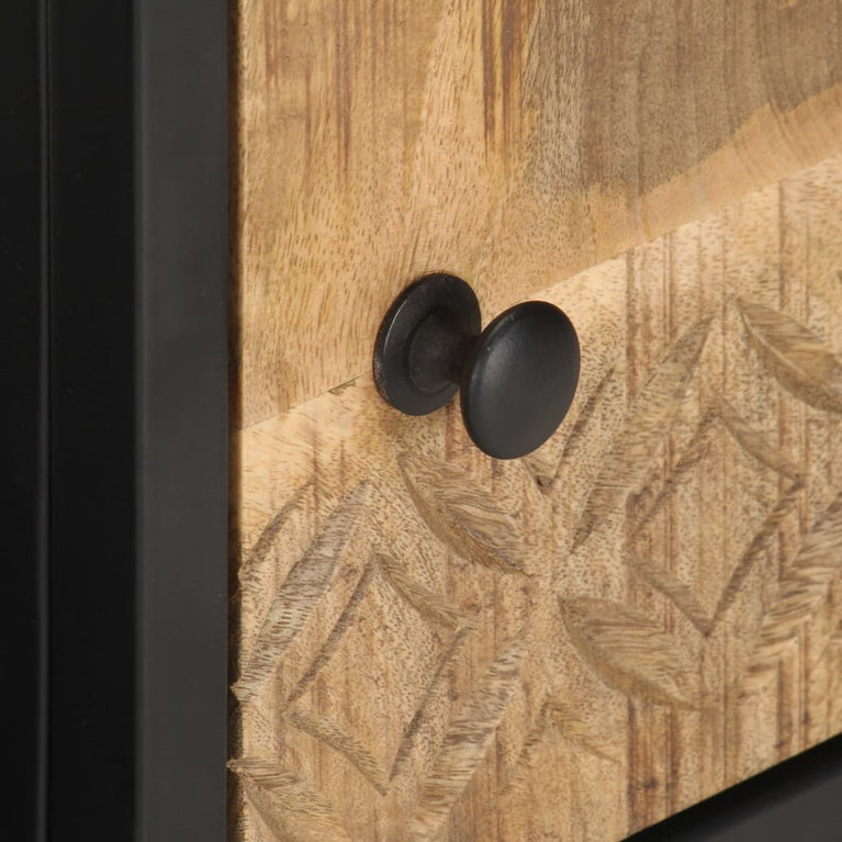 Tv-meubel met bewerkte deur 90x30x40 cm ruw mangohout MeubelReus
