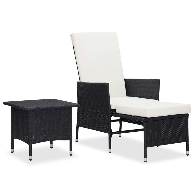 2-delige Loungeset met kussens poly rattan zwart MeubelReus