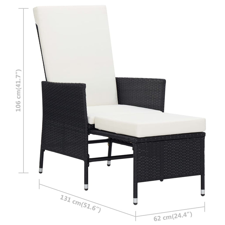 2-delige Loungeset met kussens poly rattan zwart MeubelReus