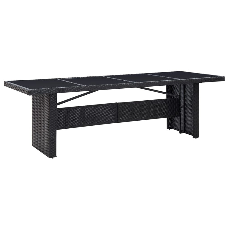 Tuintafel 240x90x74 cm poly rattan en glas zwart MeubelReus