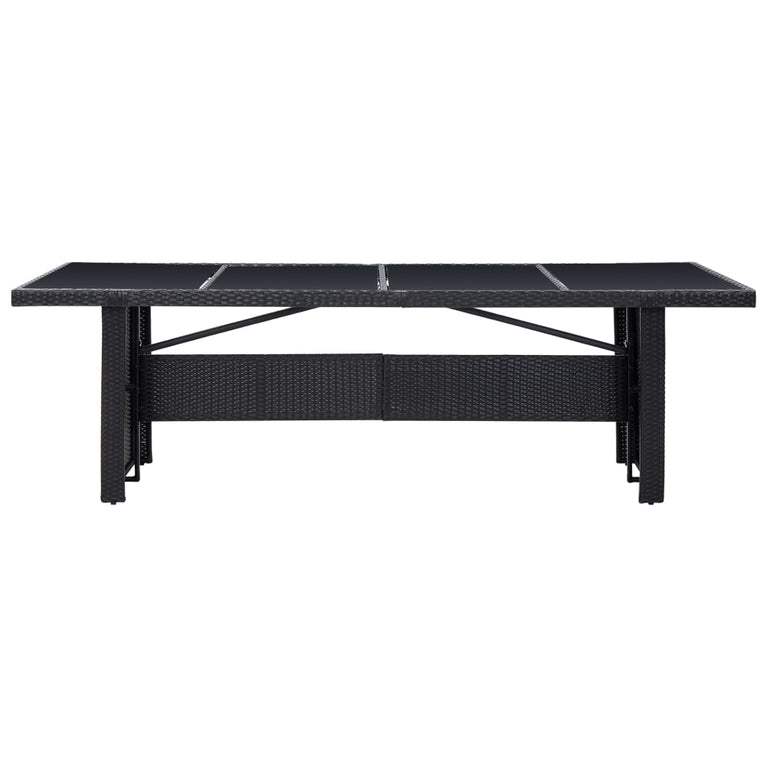 Tuintafel 240x90x74 cm poly rattan en glas zwart MeubelReus