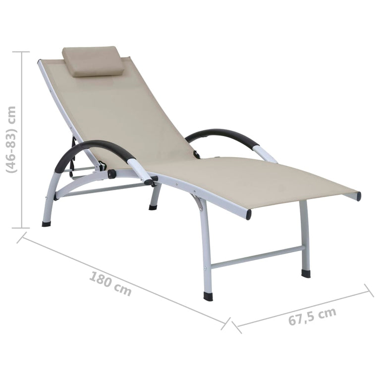 Ligbed aluminium en textileen crème MeubelReus