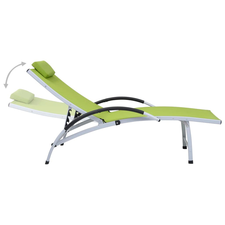 Ligbed aluminium en textileen groen MeubelReus