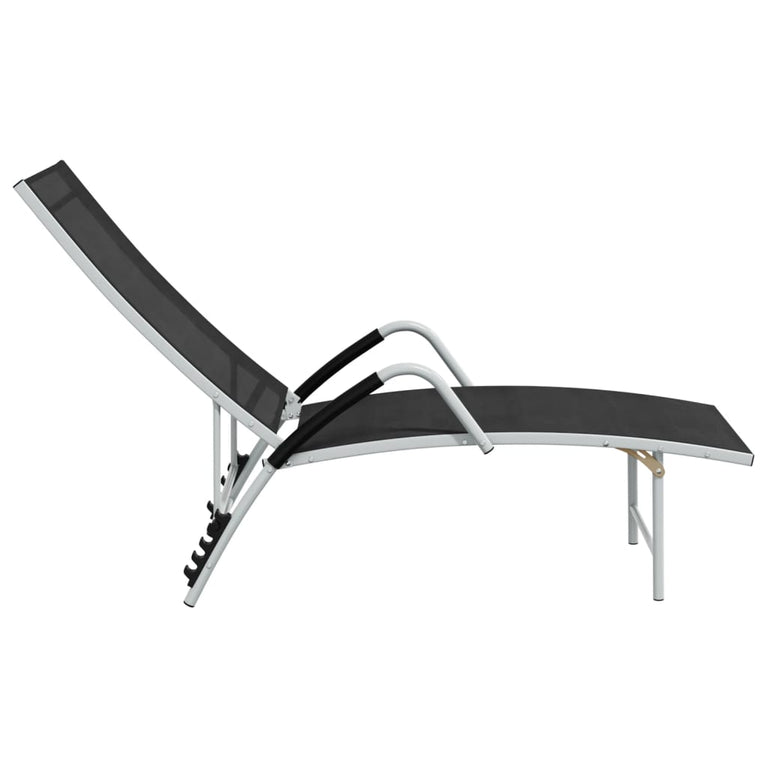 Ligbed textileen en aluminium zwart MeubelReus
