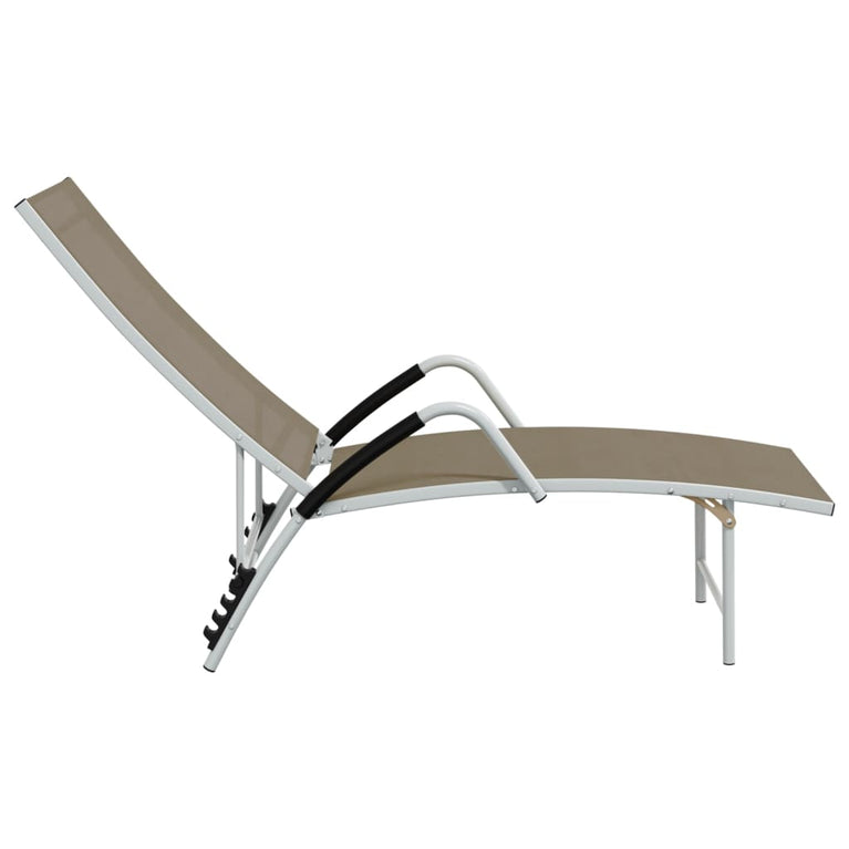 Ligbed textileen en aluminium taupe MeubelReus