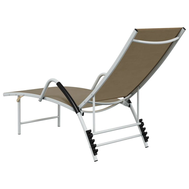 Ligbed textileen en aluminium taupe MeubelReus