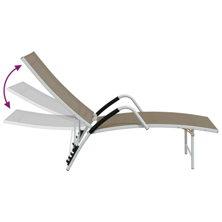 Ligbed textileen en aluminium taupe MeubelReus