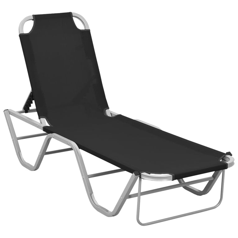 Ligbed aluminium en textileen zwart MeubelReus