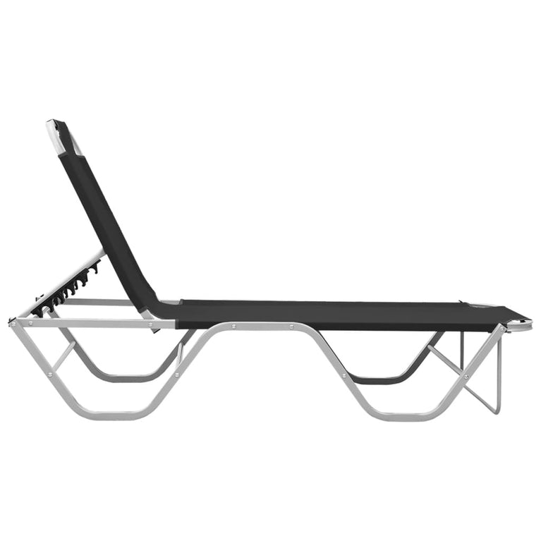 Ligbed aluminium en textileen zwart MeubelReus