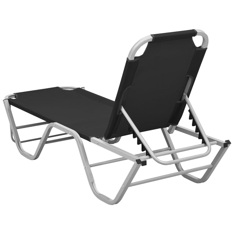 Ligbed aluminium en textileen zwart MeubelReus