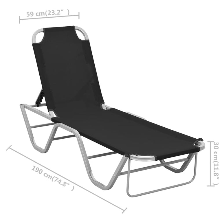 Ligbed aluminium en textileen zwart MeubelReus