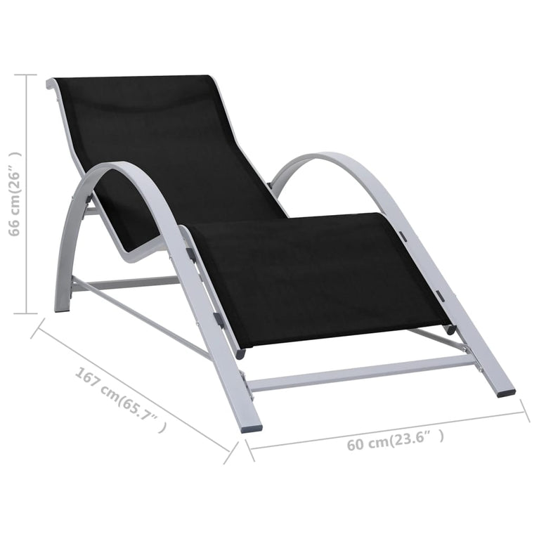 Ligbed textileen en aluminium zwart MeubelReus