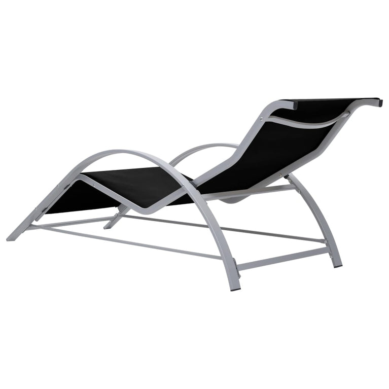 Ligbedden 2 st met tafel aluminium zwart MeubelReus