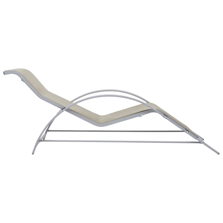 Ligbed textileen en aluminium crèmekleurig MeubelReus