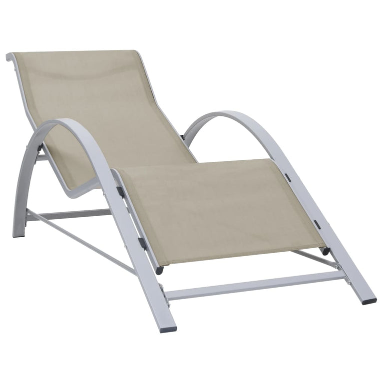 Ligbedden 2 st met tafel aluminium crèmekleurig MeubelReus