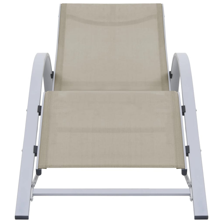 Ligbedden 2 st met tafel aluminium crèmekleurig MeubelReus