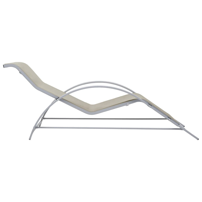 Ligbedden 2 st met tafel aluminium crèmekleurig MeubelReus