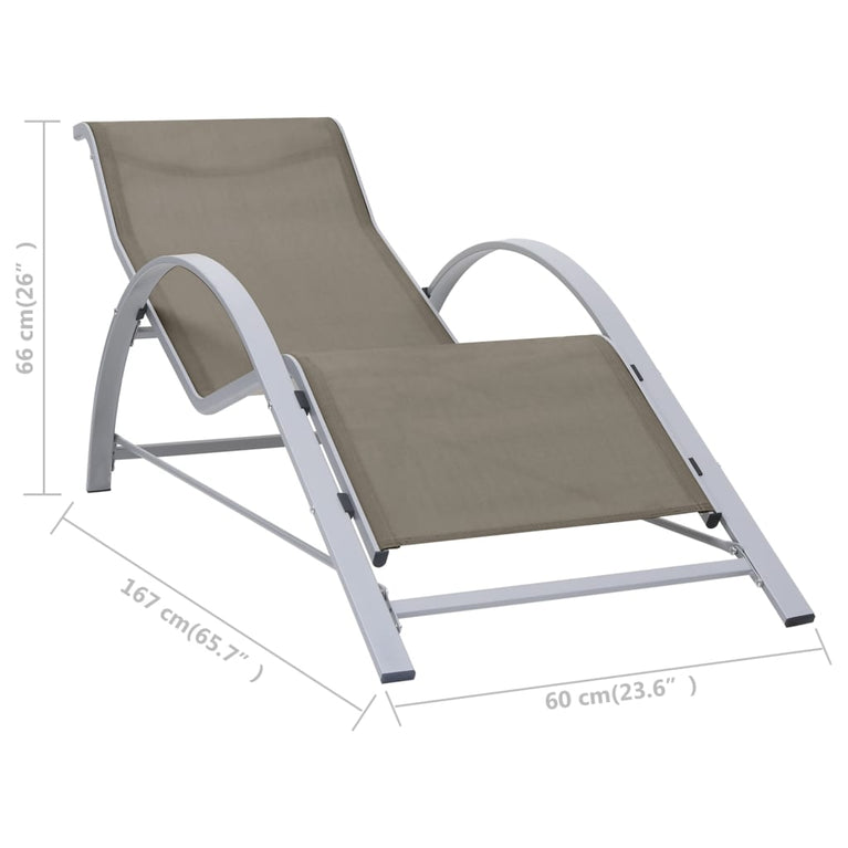 Ligbed textileen en aluminium taupe MeubelReus