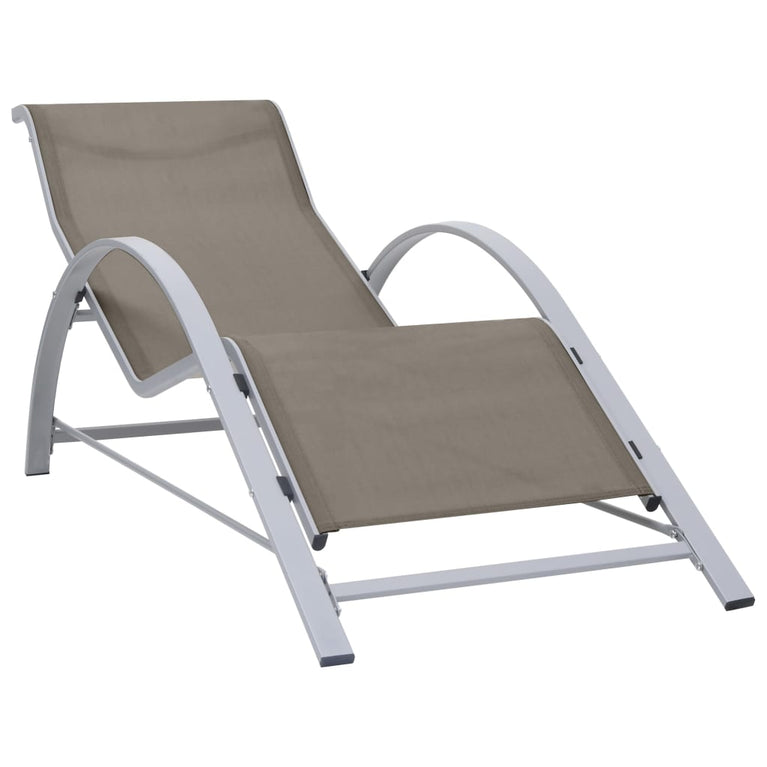 Ligbedden 2 st met tafel aluminium taupekleurig MeubelReus