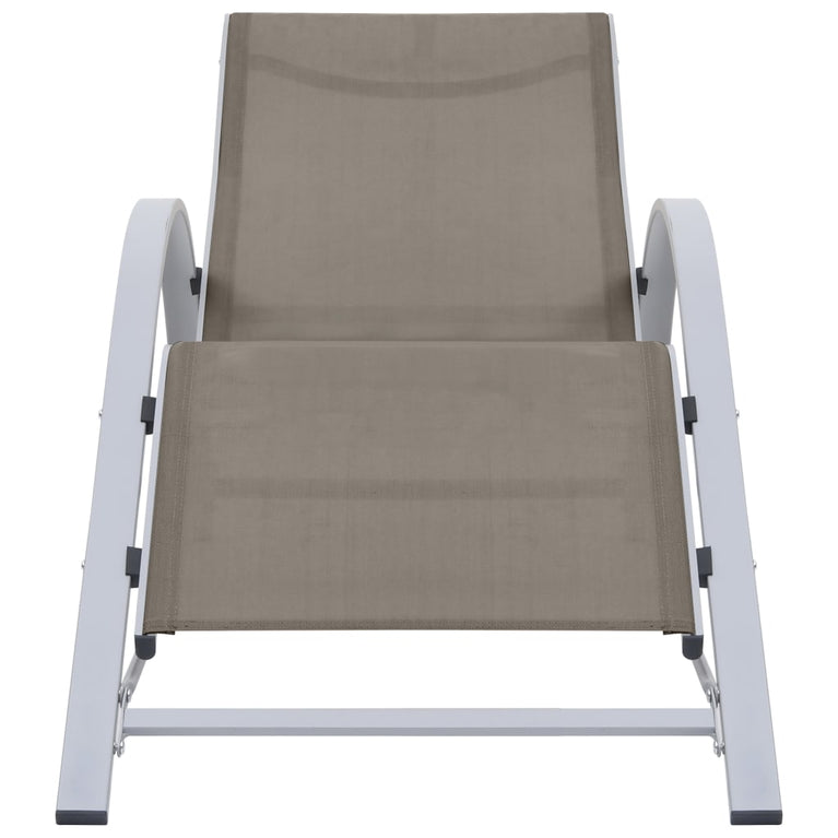 Ligbedden 2 st met tafel aluminium taupekleurig MeubelReus