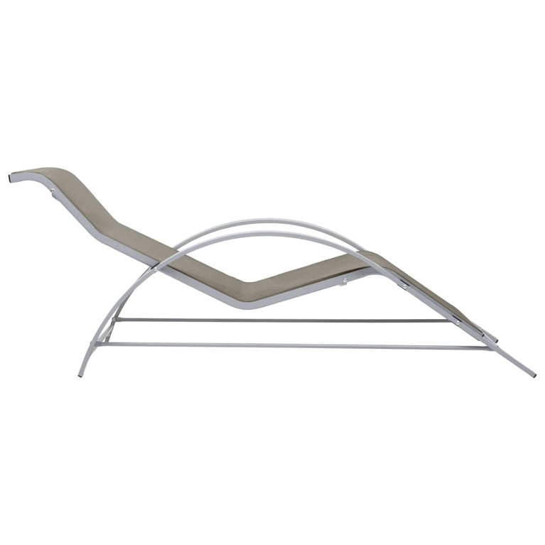 Ligbedden 2 st met tafel aluminium taupekleurig MeubelReus