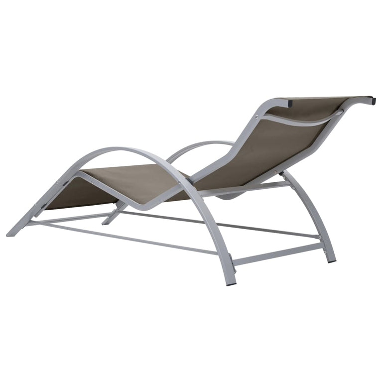 Ligbedden 2 st met tafel aluminium taupekleurig MeubelReus