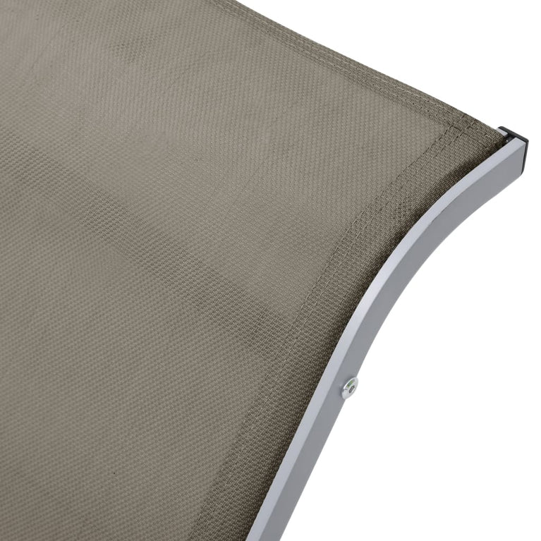 Ligbedden 2 st met tafel aluminium taupekleurig MeubelReus